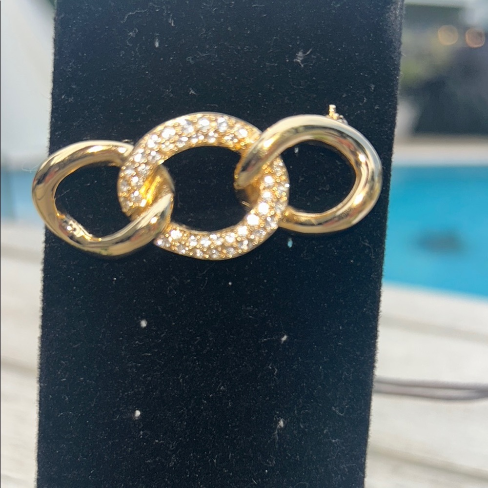Dior VINTAGE Gold Tone Rhinestone Bar Brooch